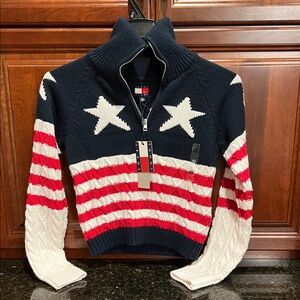 Tommy Hilfiger Navy and Red Star Sweater